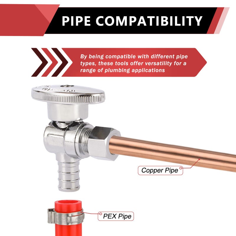 EFIELD 10-Pack EFIELD Shut off Valve 1/4 Turn Angle Stop Valve 3/8" OD Compression X 1/2" Pex Chrome Plated Brass,(VALVE076-10PCS) - Image 4